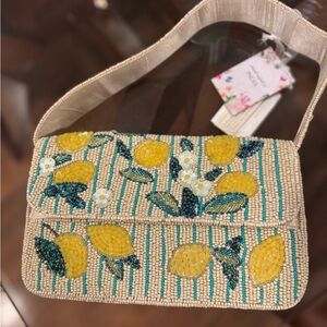 Elegant Beaded Lemon Shoulder Bag
